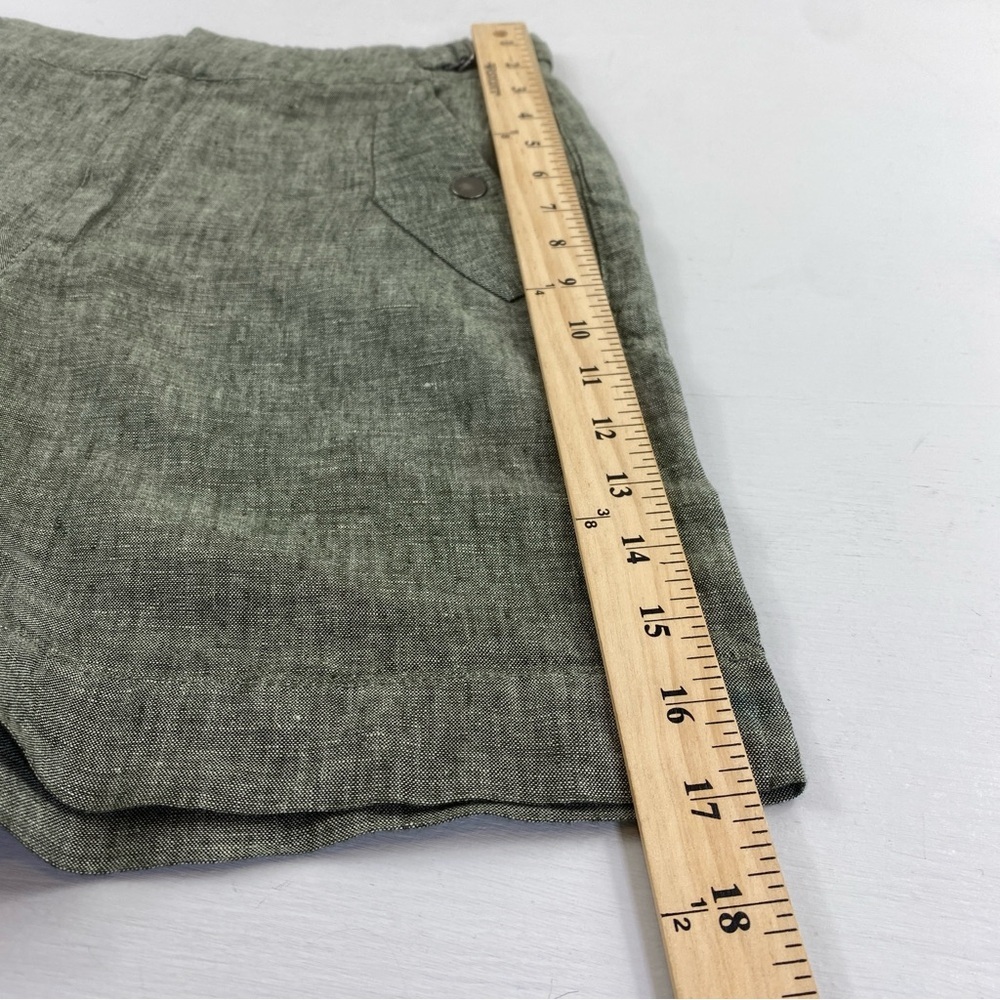 Athleta 100% Linen Women’s Green Voyager Shorts Sz 4 - Picture 10 of 13